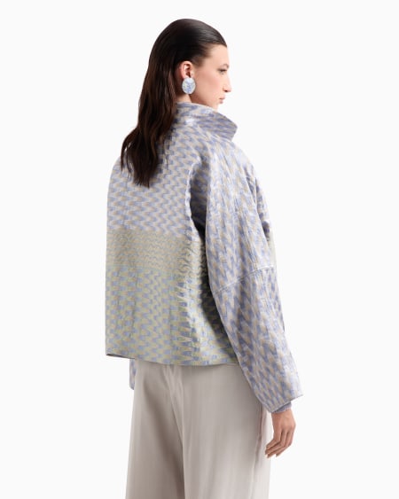 A|x Armani Exchange Silk Linen And Hemp Jacquard Pea Coat