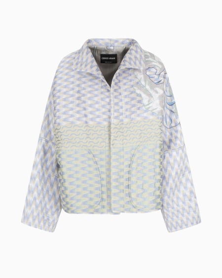 a|x armani exchange Silk linen and hemp jacquard pea coat