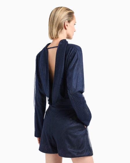 A|x Armani Exchange Silk Shorts With Rhinestone Embroidery