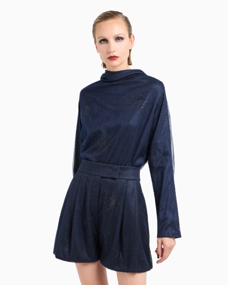 A|x Armani Exchange Silk Shorts With Rhinestone Embroidery