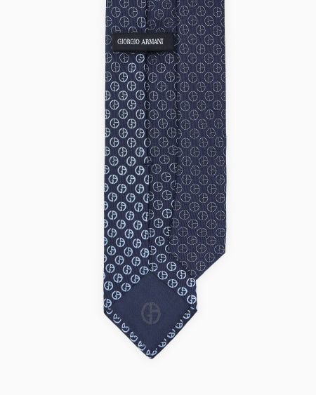 A|x Armani Exchange Silk Tie In Faded Monogram Jacquard Silk