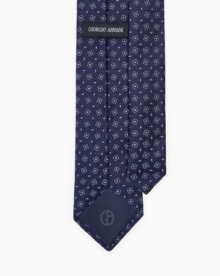 A|x Armani Exchange Silk Tie With Geometric Jacquard Motif