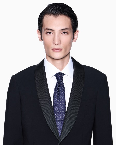 A|x Armani Exchange Silk Tie With Geometric Jacquard Motif