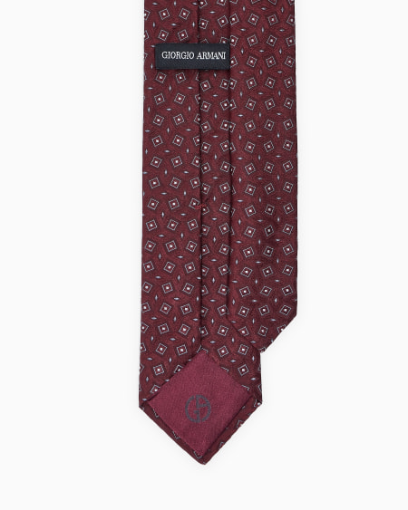 A|x Armani Exchange Silk Tie With Geometric Jacquard Motif