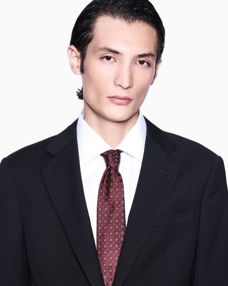 A|x Armani Exchange Silk Tie With Geometric Jacquard Motif