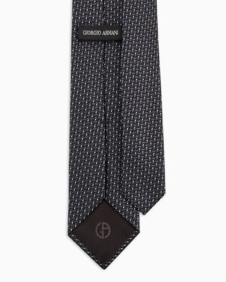 A|x Armani Exchange Silk Tie With Geometric Jacquard Motif