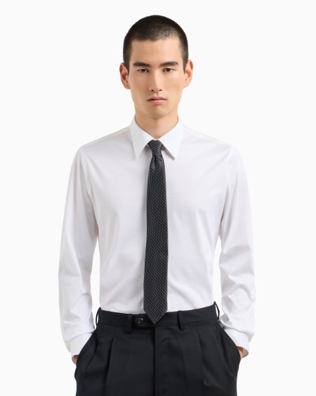 A|x Armani Exchange Silk Tie With Geometric Jacquard Motif