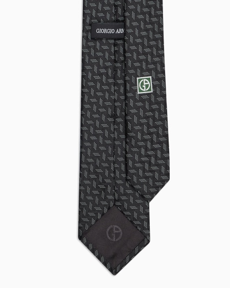 A|x Armani Exchange Silk Tie With Geometric Jacquard Motif