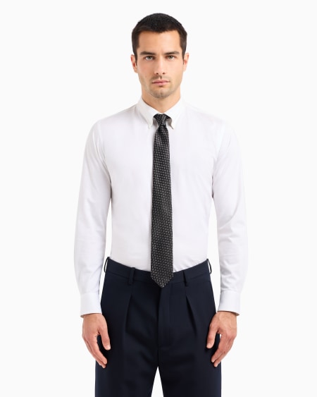 A|x Armani Exchange Silk Tie With Geometric Jacquard Motif