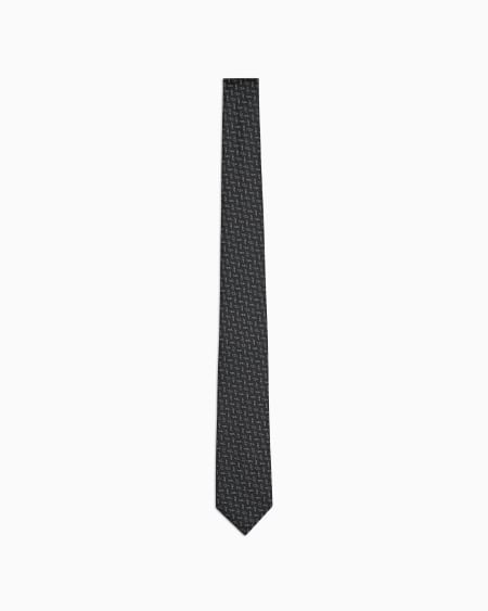 a|x armani exchange Silk tie with geometric jacquard motif
