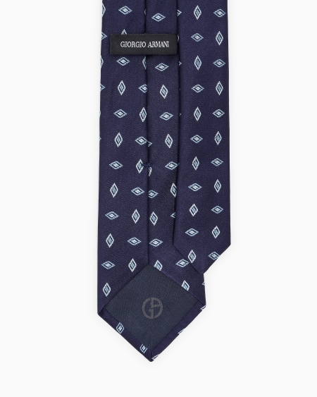 A|x Armani Exchange Silk Tie With Geometric Jacquard Motif