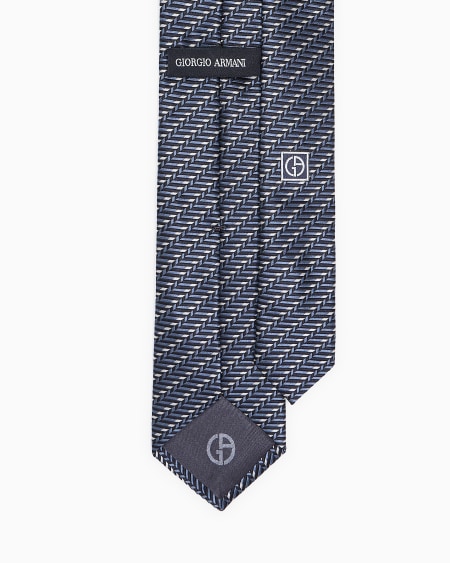A|x Armani Exchange Silk Tie With Jacquard Chevron Motif