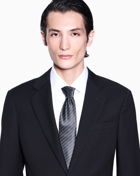 A|x Armani Exchange Silk Tie With Jacquard Chevron Motif