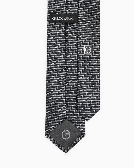A|x Armani Exchange Silk Tie With Jacquard Chevron Motif