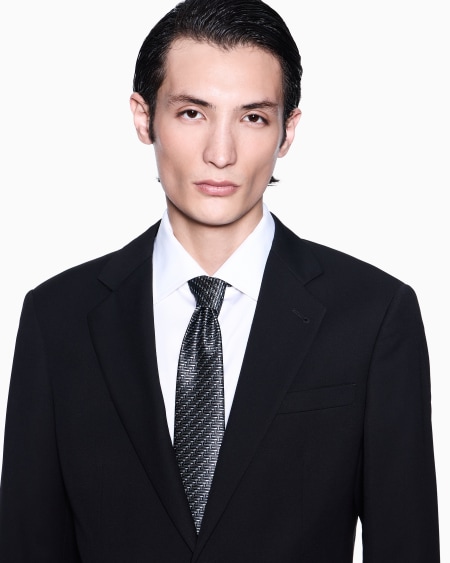 A|x Armani Exchange Silk Tie With Jacquard Chevron Motif