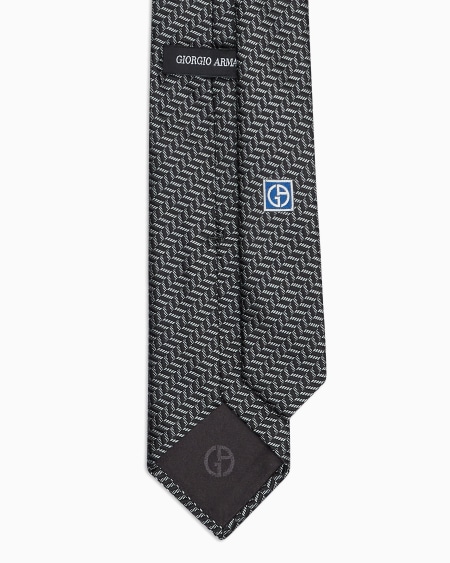 A|x Armani Exchange Silk Tie With Jacquard Chevron Motif