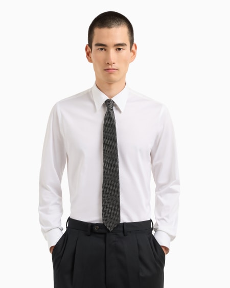 A|x Armani Exchange Silk Tie With Jacquard Chevron Motif