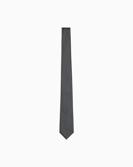 a|x armani exchange Silk tie with jacquard chevron motif