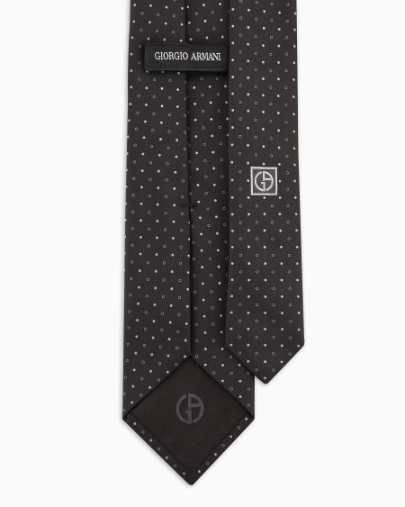 A|x Armani Exchange Silk Tie With Micro Jacquard Polka Dots