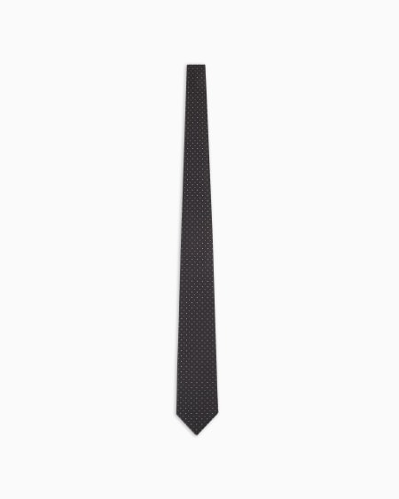 a|x armani exchange Silk tie with micro jacquard polka dots