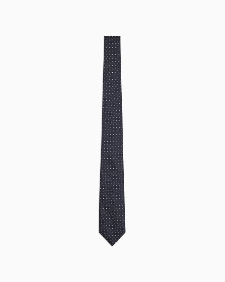 a|x armani exchange Silk tie with micro jacquard polka dots