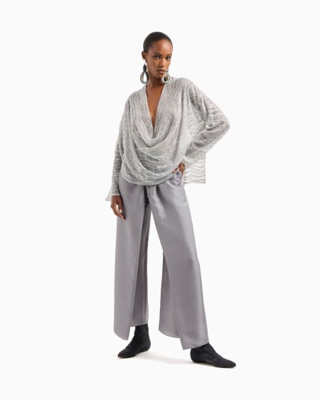 A|x Armani Exchange Silk Trousers With Panel Detail