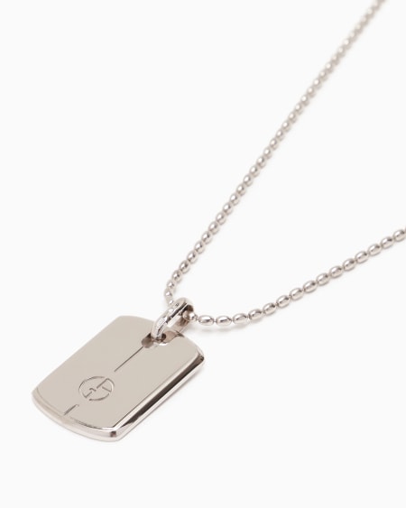 A|x Armani Exchange Silver Necklace With Logo Plate