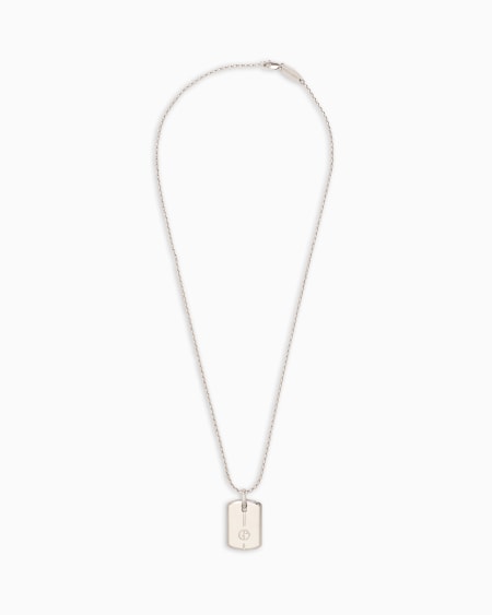 a|x armani exchange Silver necklace with logo plate