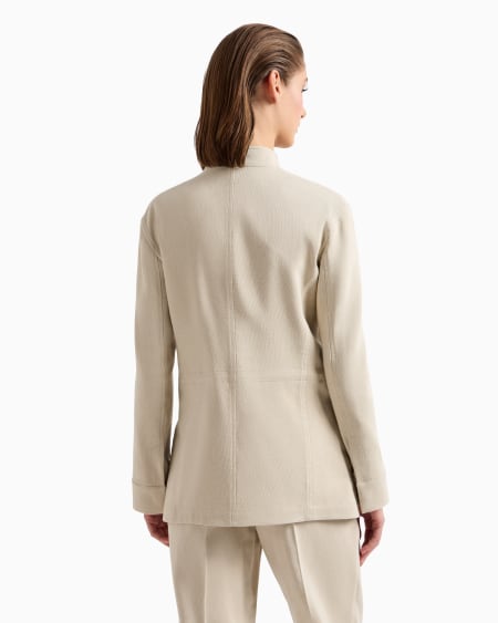 A|x Armani Exchange Single-breasted Jacket In A Canneté Cotton And Viscose