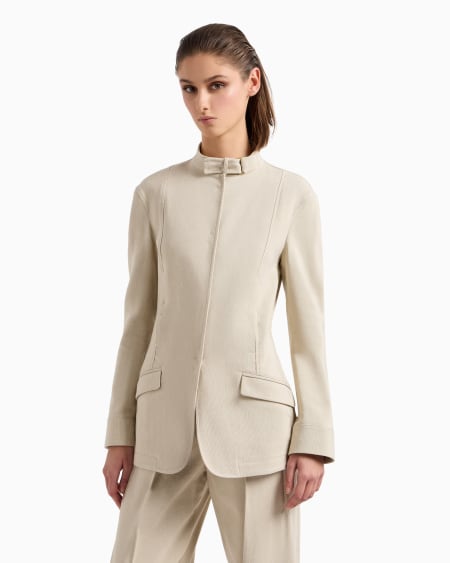 A|x Armani Exchange Single-breasted Jacket In A Canneté Cotton And Viscose