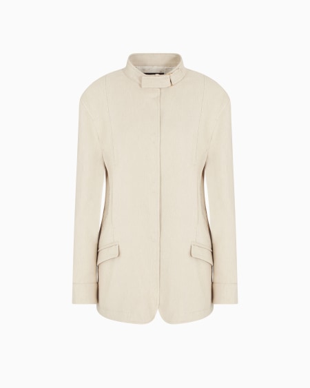 a|x armani exchange Single-breasted jacket in a canneté cotton and viscose