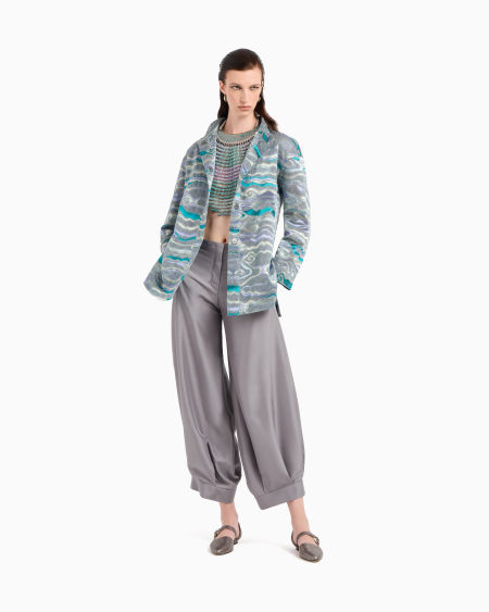 A|x Armani Exchange Single-breasted Jacket In A Fil Coupé Linen And Silk Blend