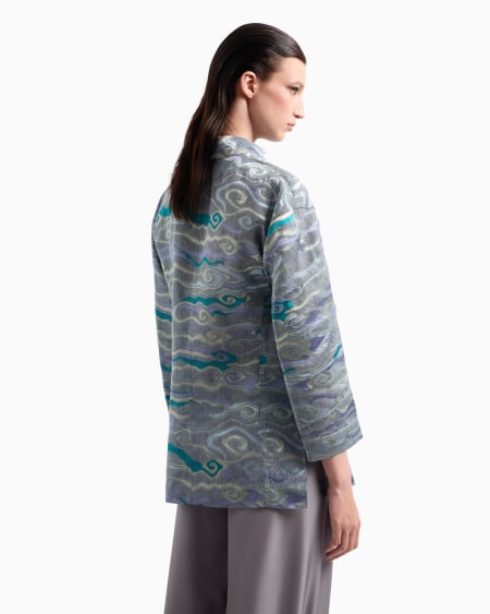 A|x Armani Exchange Single-breasted Jacket In A Fil Coupé Linen And Silk Blend