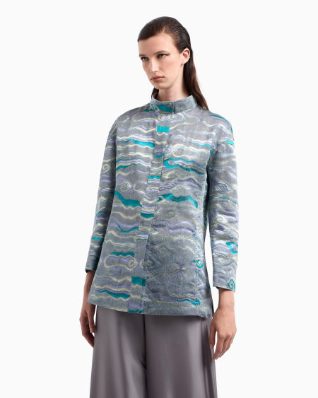 A|x Armani Exchange Single-breasted Jacket In A Fil Coupé Linen And Silk Blend