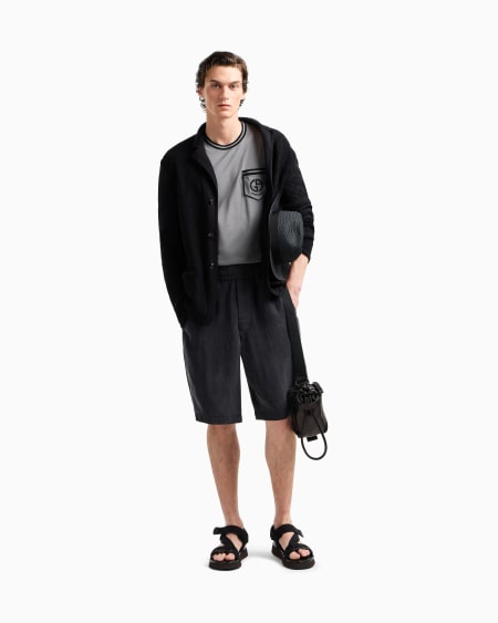 A|x Armani Exchange Single-breasted Jacket In A Jacquard Cotton Knit