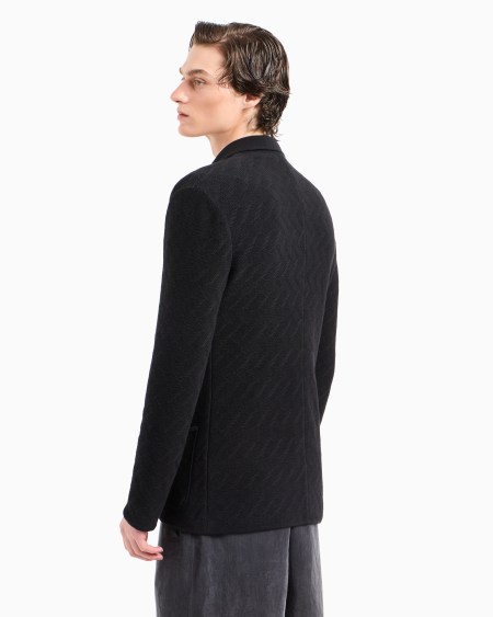 A|x Armani Exchange Single-breasted Jacket In A Jacquard Cotton Knit
