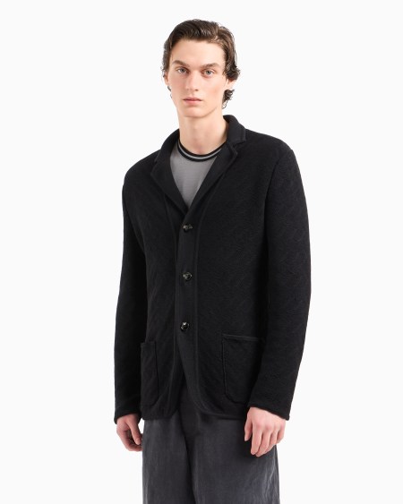 A|x Armani Exchange Single-breasted Jacket In A Jacquard Cotton Knit