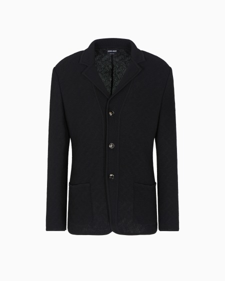 a|x armani exchange Single-breasted jacket in a jacquard cotton knit