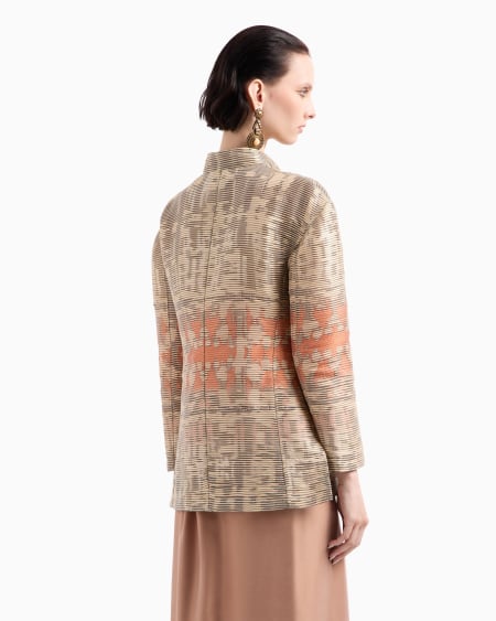 A|x Armani Exchange Single-breasted Jacket In A Silk Blend Jacquard Canneté