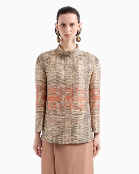 A|x Armani Exchange Single-breasted Jacket In A Silk Blend Jacquard Canneté