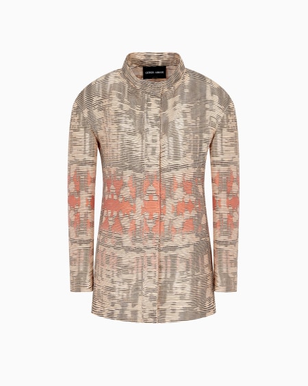 a|x armani exchange Single-breasted jacket in a silk blend jacquard canneté