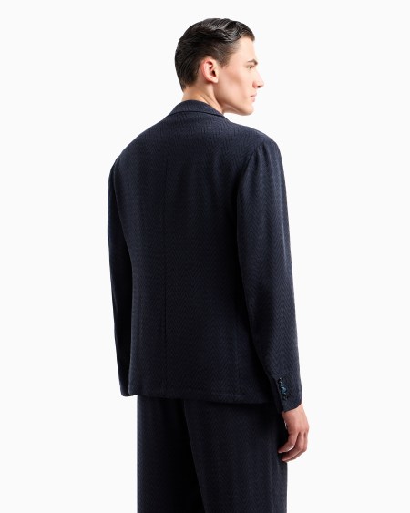 A|x Armani Exchange Single-breasted Jacket In Chevron Cupro And Viscose