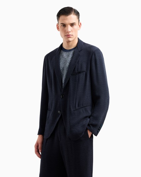 A|x Armani Exchange Single-breasted Jacket In Chevron Cupro And Viscose