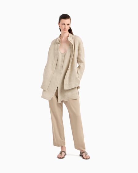 A|x Armani Exchange Single-breasted Jacket In Linen Gauze