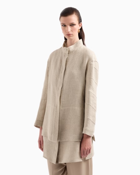 A|x Armani Exchange Single-breasted Jacket In Linen Gauze