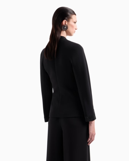 A|x Armani Exchange Single-breasted Jacket In Silk Cady With Applied Crystals