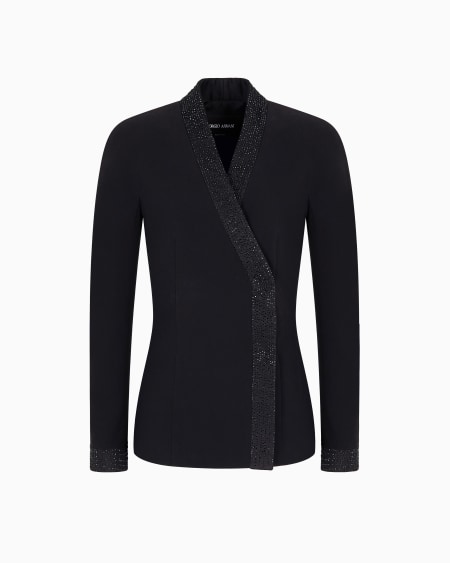 a|x armani exchange Single-breasted jacket in silk cady with applied crystals