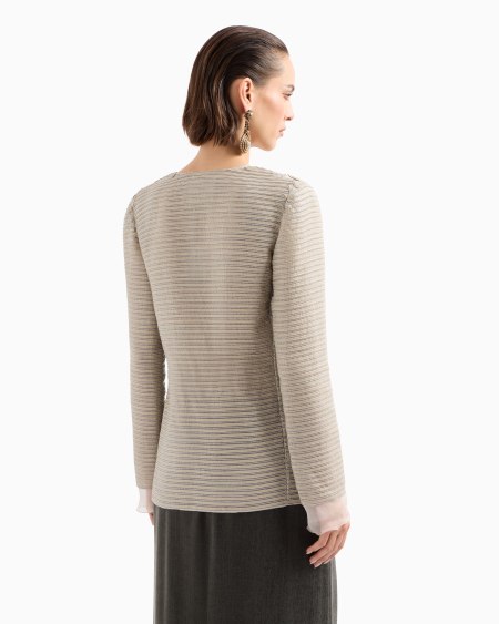 A|x Armani Exchange Single-breasted Jacket In Silk Chiffon With Embroidered Suede Webbing