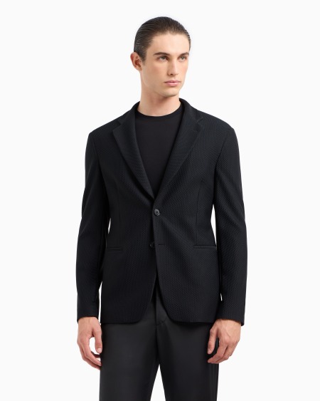 A|x Armani Exchange Single-breasted Jacket In Technical Waffle Fabric