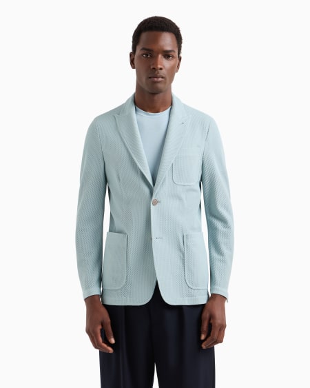 A|x Armani Exchange Single-breasted Jacket In Technical Waffle Fabric